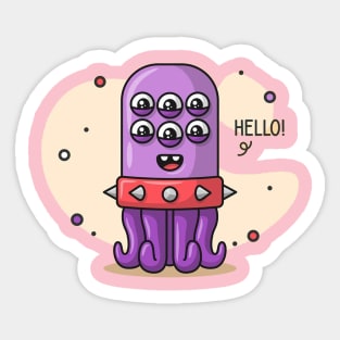 Meet cute little Monster Sticker